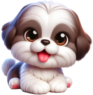 Cute cartoon puppy with big eyes.